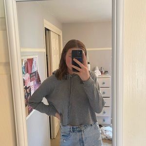 Brandy Melville Cropped Grey Hoodie